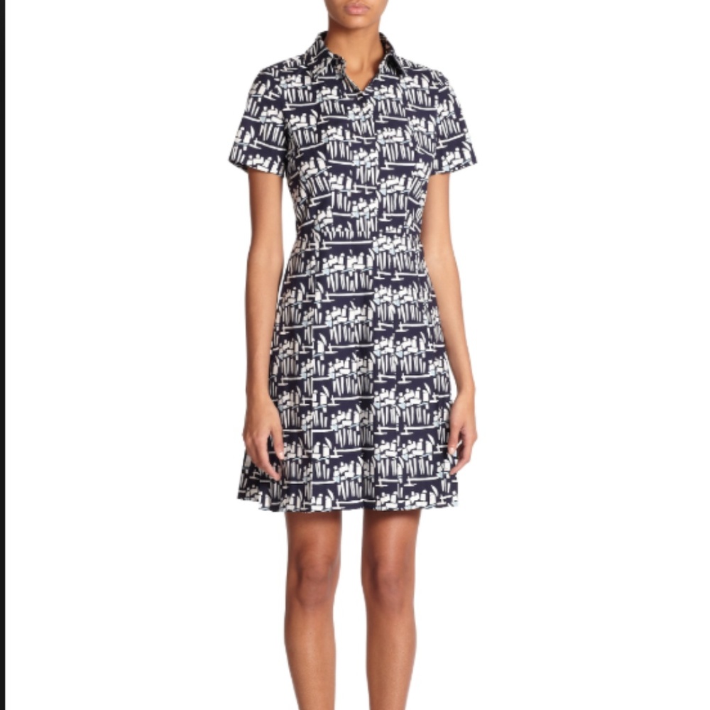 Tory Burch Shirt Dress, Printed Navy, Size 4